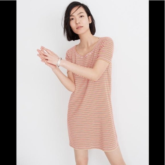 madewell ribbed shoulder tee dress Madewell Ribbed A-Line Mini Dress